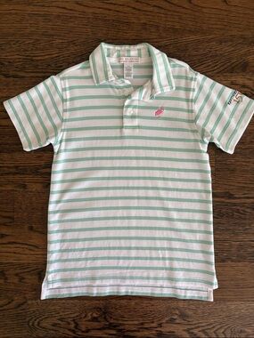 The Beaufort Bonnet Company White & Mint Striped Kentucky Derby Polo